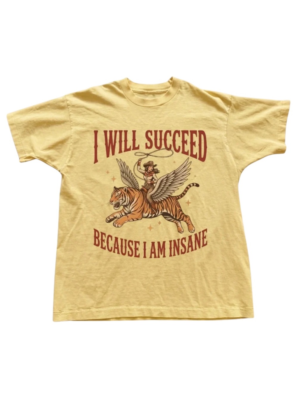 Gildan I Will Succeed Yellow Graphic Tee